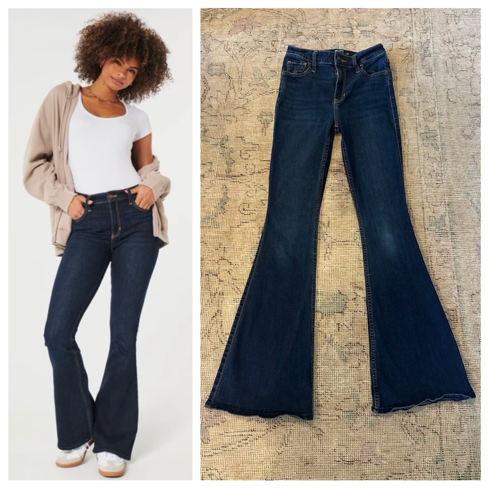 Hollister High Flare Jeans Dark Wash Sz 25